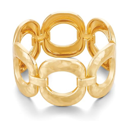 Chunky Gold Bangles Bracelet for Women Trendy Statement Bracelet Dainty Charm Gold Jewelry - color: Ellipse Bracelets-GD