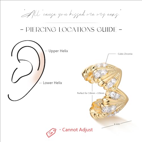MYEARS Women Ear Cuff Earrings Gold Non Pierced Cartilage Clip on Open Wrap Hoop 14K Gold Plated Simple Hypoallergenic Everyday Jewelry - style: Clam Shell
