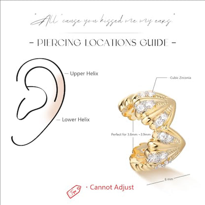 MYEARS Women Ear Cuff Earrings Gold Non Pierced Cartilage Clip on Open Wrap Hoop 14K Gold Plated Simple Hypoallergenic Everyday Jewelry - style: Clam Shell