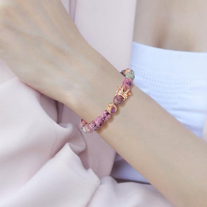 JoycuFF Woman Birthday Gifts Idea Friendship Gifts For Women Best Friends Besties Aunt Female Mom Daughter Granddaughter Gf Anniversary Christmas Graduation Healing Stone Crown Gifts For Her - style: 1.Best Friend Bracelet-Colorful Imperial Jasper