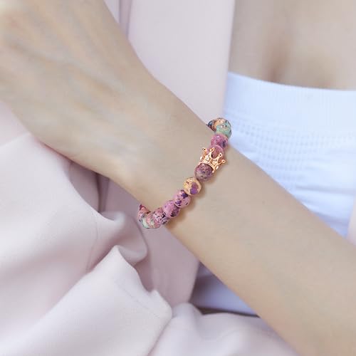 JoycuFF Woman Birthday Gifts Idea Friendship Gifts For Women Best Friends Besties Aunt Female Mom Daughter Granddaughter Gf Anniversary Christmas Graduation Healing Stone Crown Gifts For Her - style: 1.My Bestie Gift-Colorful Imperial Jasper