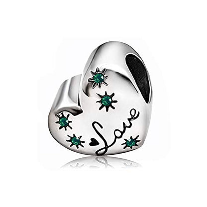 KunBead January-December Birthstone Footprint Heart Birthday Love Bead Charms Compatible with Pandora Bracelet for Mom Daughter Grandma Granddaughter - color: May