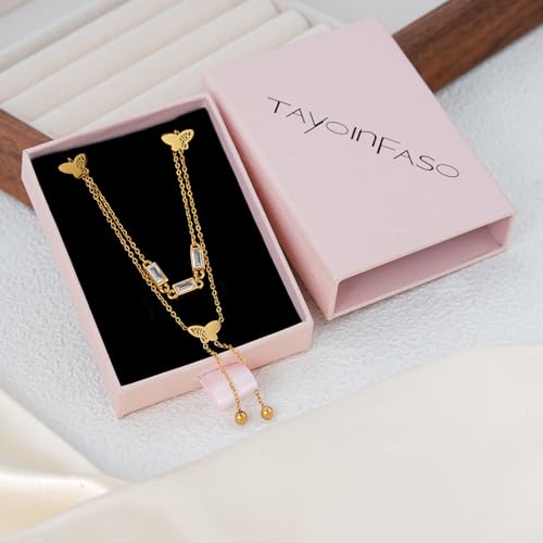 Emerald Cut Y Shaped Necklace for Women 18K Gold Plated Double Layered Y Lariat Necklace Jewelry Gift - color: Style11-White