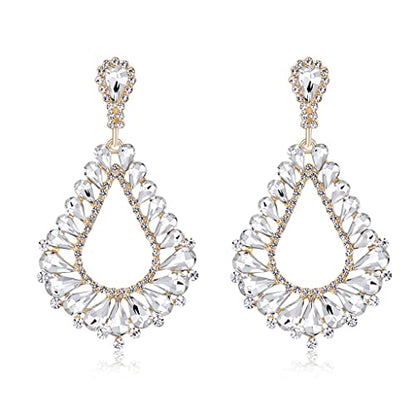 Elegant Crystal Rhinestone Teardrop Chandelier Wedding Bridal Dangle Drop Earrings - style: Style05