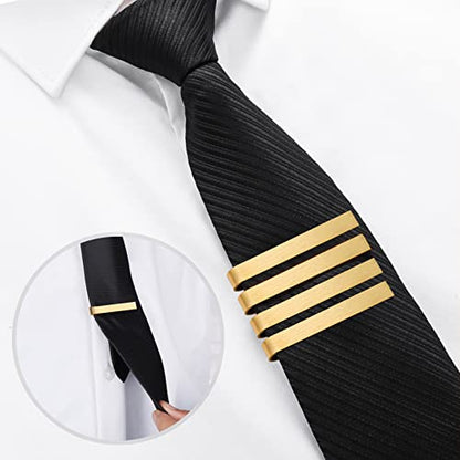 HAWSON 2 inch Tie Clips for Men-Skinny Tie Bar Tie Set for Wedding Anniversary Business and Best Gift for Dad Husband Brother - color: 4 PCS - Brush Gold