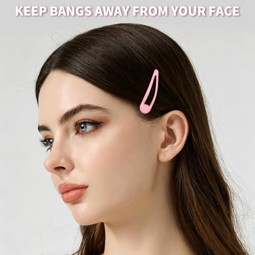 Teenitor 50Pcs Hair Barrettes Pink Snap Hair Clips, 2 Inch Hair Barrettes Hair Clips for Women Hair Barrettes for Women with Glitter Pink - color: Pink/Light Pink/Hot Pink/Glitter Silver/Glitter Pink