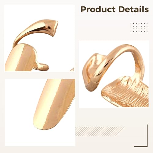 6 Pcs Fingernail Rings for Women, Adjustable Open Fingertip Ring Set, Alloy Nail Armor for No-Glue Nail Art, Statement Jewelry in Gold, Rose Gold and White