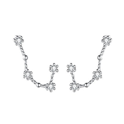 925 Sterling Silver CZ Horoscope Zodiac 12 Constellation Astrology Ear Crawler Post Earrings Gift for Mom Women Mothers Day/Valentines Day/Birthday/Christmas/Anniversary - style: Gemini (May 21 - Jun 20)