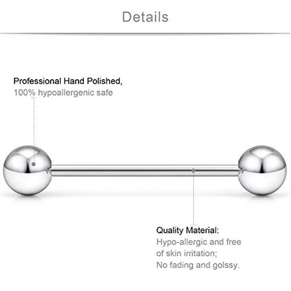 SCERRING 316L Stainless Steel Externally Threaded Nipple Bar Barbell Rings Piercing Retainer 16G - style: 12PCS - 7/8"(22mm)