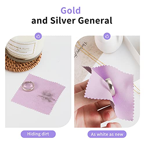 CATIFLIN 100pcs Premium Jewelry Cleaning Cloth, Silver Polishing Cloth Individually Wrapped, for Sterling Silver, Gold, Brass, Silverware, Coin, Ring, Watch and More (Purple, 3.15" x 3.15") - color: Purple