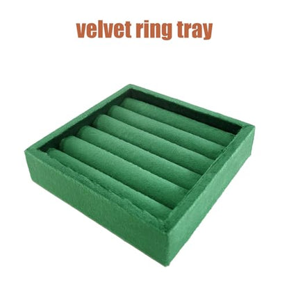 SCIKHETF Velvet Ring Earrings Studs organizer Tray Small Ring Insert Display Tray 5 Slots Stackable (Green) - color: Green