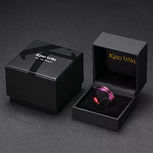 King Will Mens 8mm Cross Groove Tungsten Carbide Wedding Ring | Rose Gold, 8mm, Grooved, Comfort Fit, Cross design, Everyday Wear - color: Red