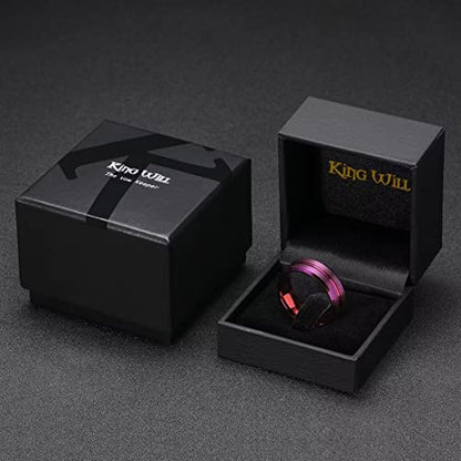 King Will Mens 8mm Cross Groove Tungsten Carbide Wedding Ring | Rose Gold, 8mm, Grooved, Comfort Fit, Cross design, Everyday Wear - color: Red