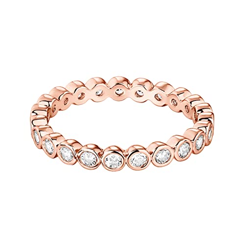 PAVOI 14K Gold Plated Rings with Cubic Zirconia - 2.8mm Stackable for Women - Gold Love Ring - color: Rose Gold