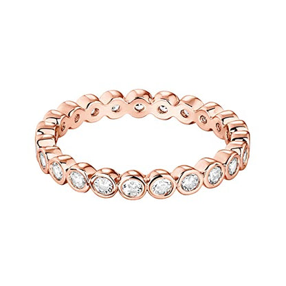 PAVOI 14K Gold Plated Rings with Cubic Zirconia - 2.8mm Stackable for Women - Gold Love Ring - color: Rose Gold