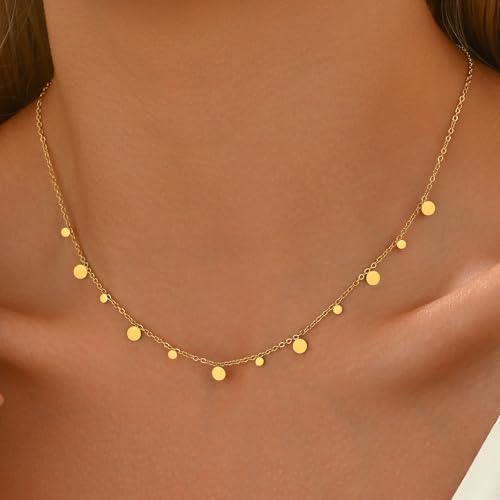 Dainty Gold Waterproof Choker Necklaces for Women Daily Wearing - color: Small Disc-GD