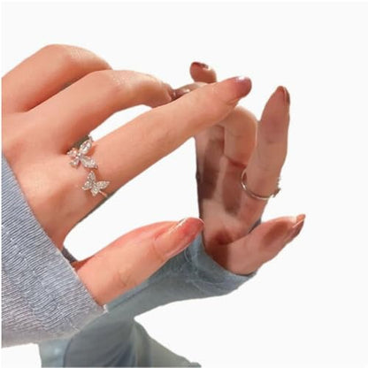 Butterfly Open Ring | Crystal Butterfly Design, Adjustable, Gift for Loved Ones