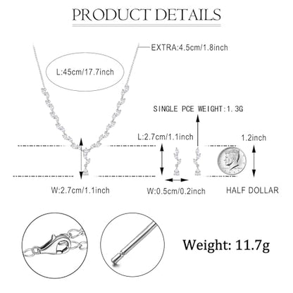 EVER FAITH Pear Shaped Cubic Zirconia Bridal Wedding Jewelry Set for Women | Gorgeous Water Drop Bride Necklace Dangle Earrings, for Bride Bridesmaid - color: Silver Plated