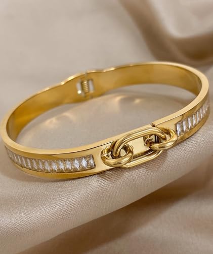 hotoo Gold Plated Bangle Bracelet for Women - style: Clasp