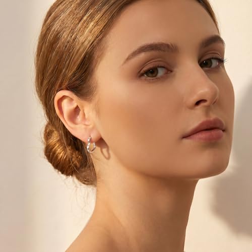 Reffeer Solid 925 Sterling Silver Heart Earrings Hoop Minimalist Sleeper Huggie Earrings For Women - color: A-Silver