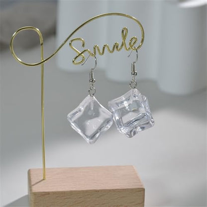 Ice Cube Acrylic Earrings Funny Irregular Clear Crystal 3D Long Transparent Square Geometric Lightweight Dangle Drop Earrings for Women Minimalist Hot Summer Holiday Christmas Unique Trendy Jewelry Gifts - style: Ice cube earring