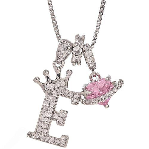18K Gold & Silver Plated Initial Necklaces for Women - color: E-Silver