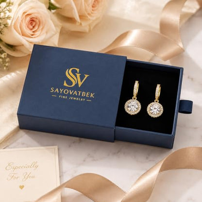 14K Gold Plated Hoop Dangle Earrings for Women, Hypoallergenic Colorful Cubic Zirconia Drop Earrings, Lightweight Huggie Earrings for Women - color: Gold/White
