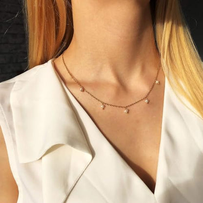 Pearl Necklace for Women, Dainty Pearls Choker Necklace for Women 14K Gold Plated Layered Pendant Necklace Handmade Gold Chain Necklace Everyday Jewelry Gift - color: Pearl Choker-Gold