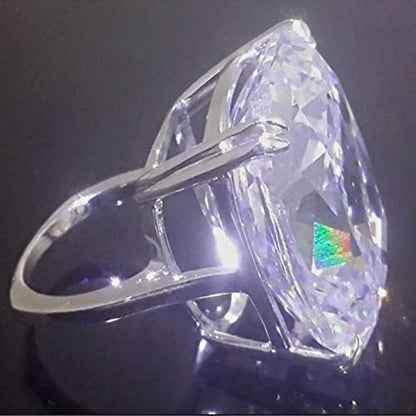 WDIYIEETN 925 Sterling Silver Shiny Huge White Birthstone CZ Crystal Wedding Rings (6) - size: 6