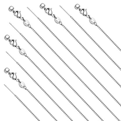 10 Pcs Adjustable Silver Necklace Chains Dainty Box Chain Bulk | 20 Inches Stainless Steel Chain for Jewelry Making with Lobster Clasps for Women - color: Silver Box