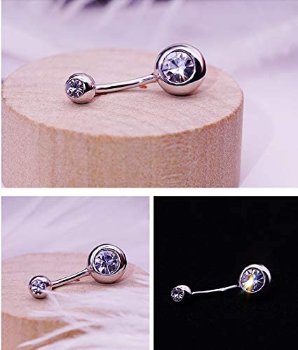 VCMART Belly Button Ring Short Bar Belly Ring Short Belly Button Rings Surgical Steel 6mm Belly Rings for Women Small Belly Button Piercing Navel Rings Piercing Jewelry - color: F -silver