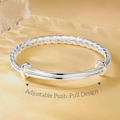 925 Sterling Silver Bracelet Plated Cuff Bangle Bracelet Fashionable Multi-layer Cross Wire Bangle Bracelet Open Adjustable Wide Cuff Bracelet for Teen Girls Fashion Jewelry - color: 13