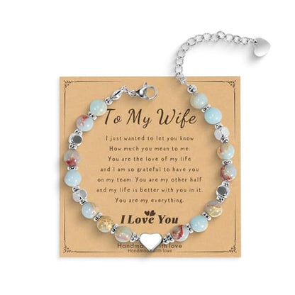 Beaded Bracelet for Women - Inspirational Sometimes You Forget You're Awesome Friendship Jewelry, Dainty Birthday Gift for Best Friends, Mom, Sister, Daughter - style: Wife