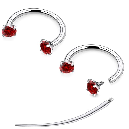 F136 Titanium 20/18/16/14g Horseshoe Nose Septum Lip Ear Rings Piercings 8/10/12mm Cartilage Helix Daith Earrings Jewelry for Women Men - color: Red, size: 16g*5/16in(8mm)