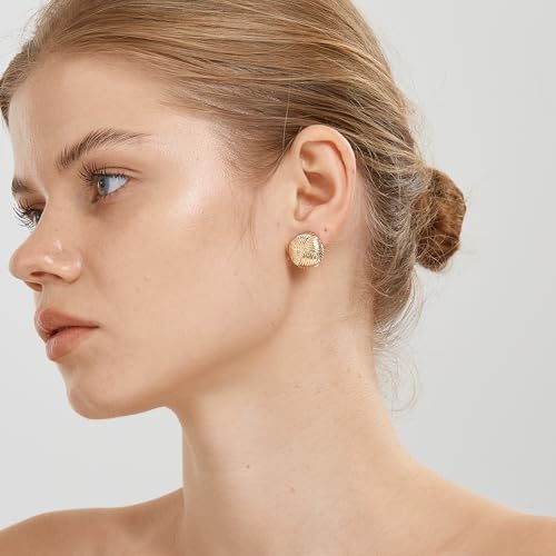 FANZE 2 Pairs Matte Gold Sliver Clip on Earrings for Women No Piercing | No Piercing Button Earring Comfortable Fashion Jewelry Gift - color: Set-7