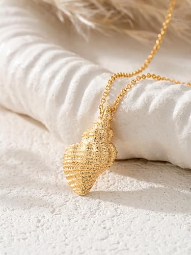 Baydurcan Dainty Gold Necklace for Women Ankh Mom Jesus Sun Star Necklace | 14K Gold Plated Pendant Necklaces Gifts for Friends Sister Mother, Birthday, Christmas, Graduation, Inspirational Gifts - style: Shell