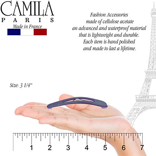 Camila Paris CP2933 French Hair Barrettes Clips, Snap Hair Slides Clic Clac for Women, Styling Girls Side Slide-in Metal Snap Pin Hair Accessories for Women. Strong Hold, No Slip Grip, Made in France - color: 3PK Metalic 3.25"
