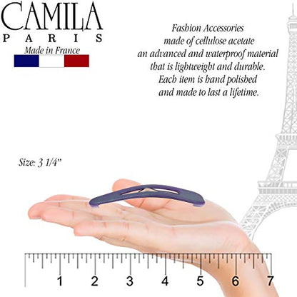 Camila Paris CP2933 French Hair Barrettes Clips, Snap Hair Slides Clic Clac for Women, Styling Girls Side Slide-in Metal Snap Pin Hair Accessories for Women. Strong Hold, No Slip Grip, Made in France - color: 3PK Metalic 3.25"