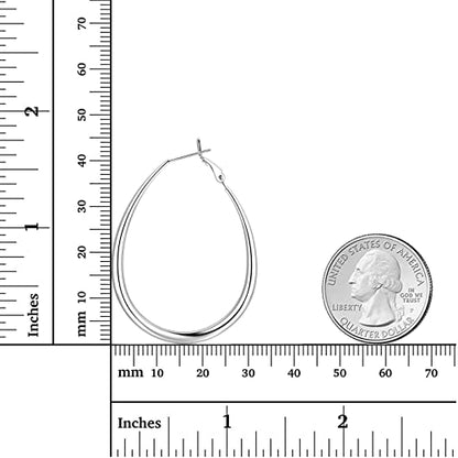 Hoop Earrings for Women, 14K Gold Sterling Silver Chunky Twisted Hoops Earring Hypoallergenic Ear Jewelry - color: Silver-45mm