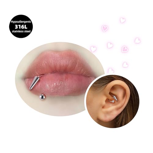 Zolure 16g Lip Rings Horseshoe Labret Jewelry Lip Barbell Ring Spike Snake Bite Piercing Jewelry Tragus Helix Earrings Studs Medusa Piercing for Women Men - color: 16G 8mm #1