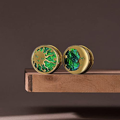 ERKUOO 2PCS Sun Moon Ear Gauges Screw Ear Tunnels Plugs Flesh Stretchers Piercing Earrings Hangers Expander 0g-1"(8mm-25mm) - size: 9/16"=14mm