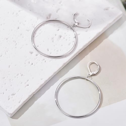 Silver Large Big Circle Hoop Dangle Earrings for Women Hypoallergenic - style: Silver 70mm