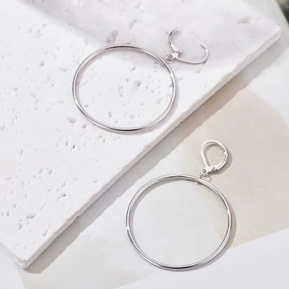 Silver Large Big Circle Hoop Dangle Earrings for Women Hypoallergenic - style: Silver 70mm