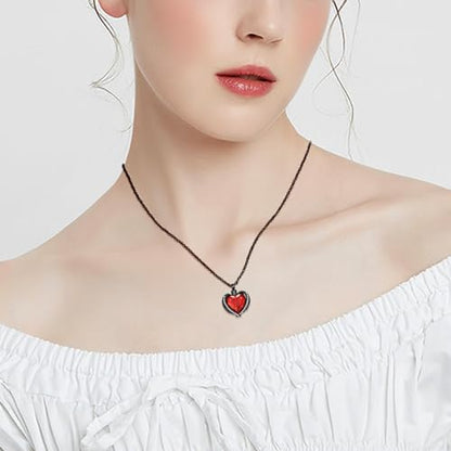 shajwo Cremation Heart Urn Necklace Ashes Jewelry for Women Men Keepsake Pendant Memorial Locket Ash Holder - color: Wing-G Red