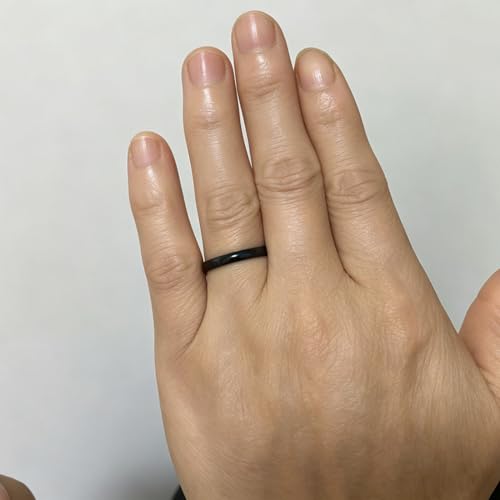 3mm Plain Stacking Band Statement Wedding Promise Ring For Women | Stainless Steel,Classical Domed Design,Tarnish Resistant,Waterproof & Sweatproof,Daily Basic Jewelry,for Couples - color: Black