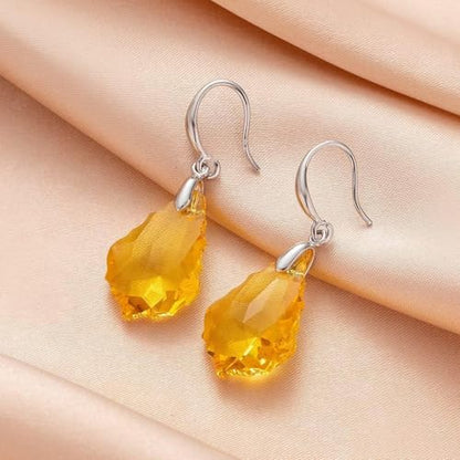 EVEVIC Austrian Crystal Baroque Teardrop Dangle Earrings for Women | 14K Gold-Plated,Hypoallergenic,Brilliant Facets,Fluid Movement,Easy-Wear Fishhook Fit,For Daily Wear And Special Occasions - color: Yellow