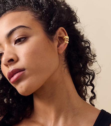 14K Gold/Silver Plated Ear Cuffs Non Piercing Set Clip On Dainty | Non Pierced Ear Cuff, Stackable Small Cartilage Hoop Huggie Set, Tarnish Resistant Hypoallergenic Trendy Jewelry Gift - style: gold style 2