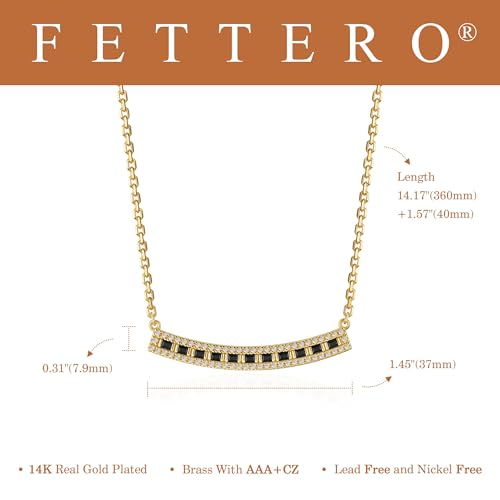 Fettero Dainty 14K Gold Plated Cubic Zirconia Necklaces for Women, Simple Bar Pendant Necklace, Mix-color Rainbow Jewelry Gold Necklace for Women Trendy Gifts - style: Smile Bar
