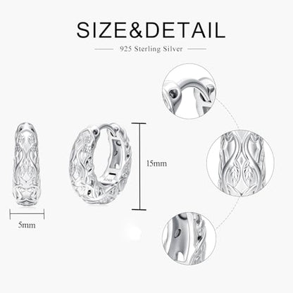 925 Sterling Silver Hollow Hoop Earrings for Women, Simple and Retro Style, Jewelry Gifts for Valentine's Day, Mother's Day, And Birthdays - style: Style 2