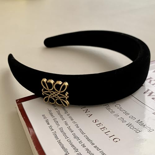 Fashion Headbands, Black Velvet Headband for Women, Classic Retro Design Hair, Suitable for Women Fashion Headband (Black) - color: Totem Style